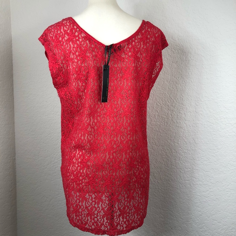 I Jeans By Buffalo Red Laced Back Top Sz M